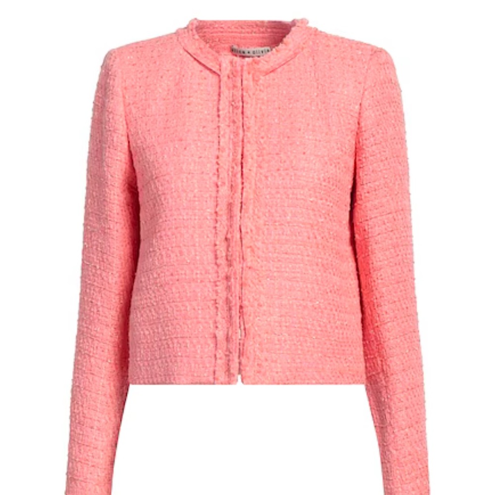 Alice and Olivia Chic Pink Tweed Jacket